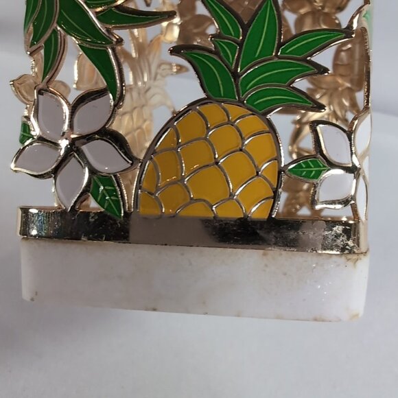 Bath & Body Works Pineapple Plumeria Soap Holder Gold White Summer Flowers - Picture 10 of 13